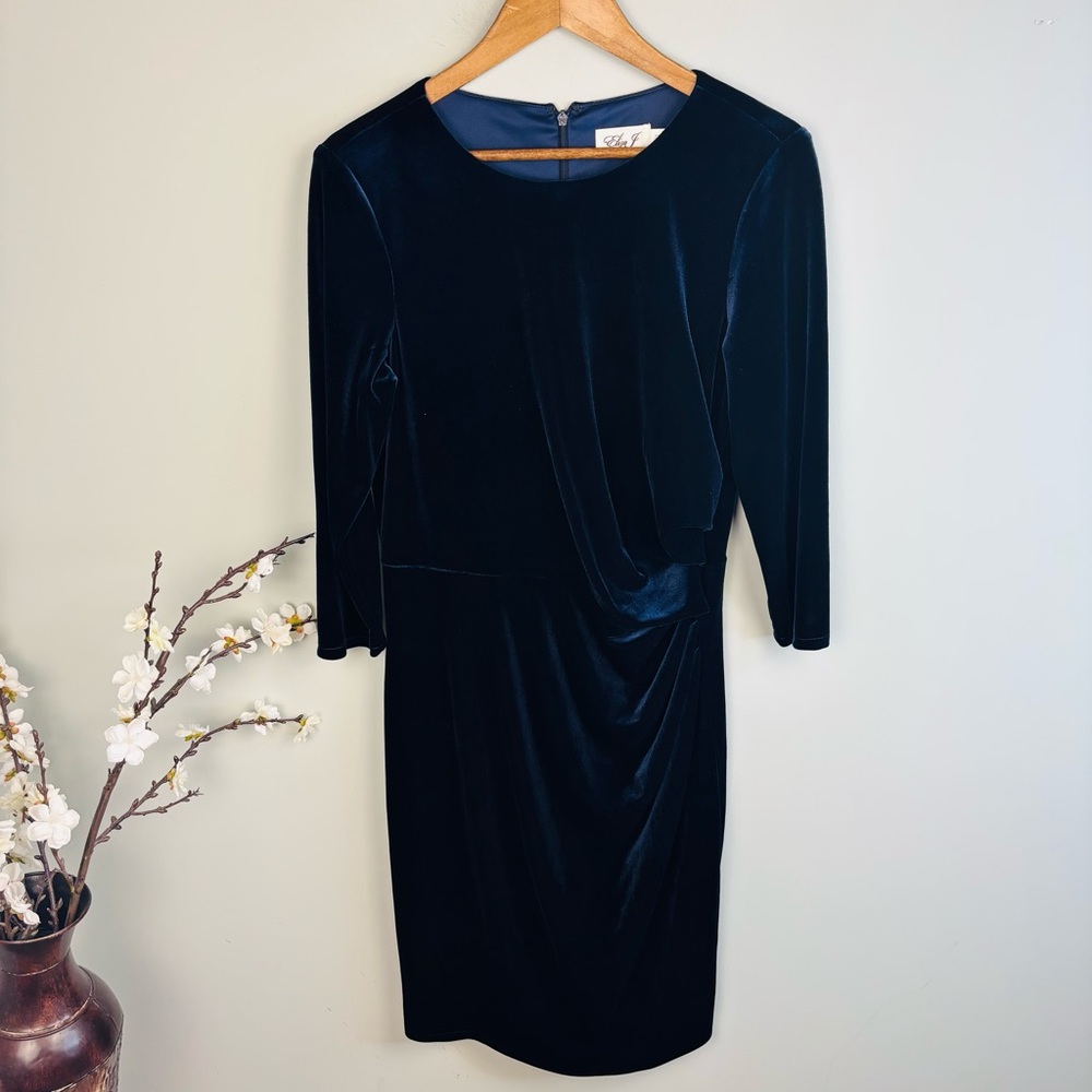 Eliza J Ruched Velvet Sheath Dress Size 14 - Picture 2 of 4